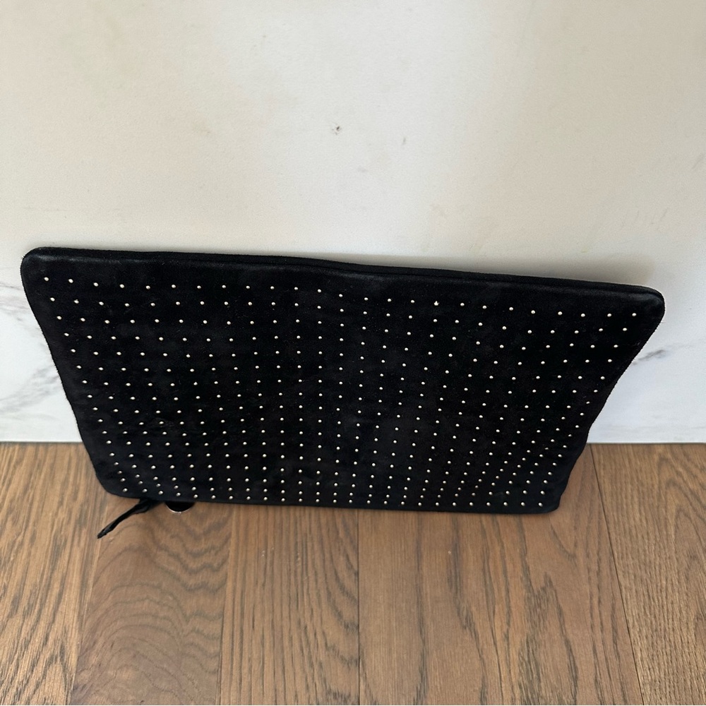 Clare V Studded Clutch Suede Pouch in Black with Gold - Picture 8 of 8